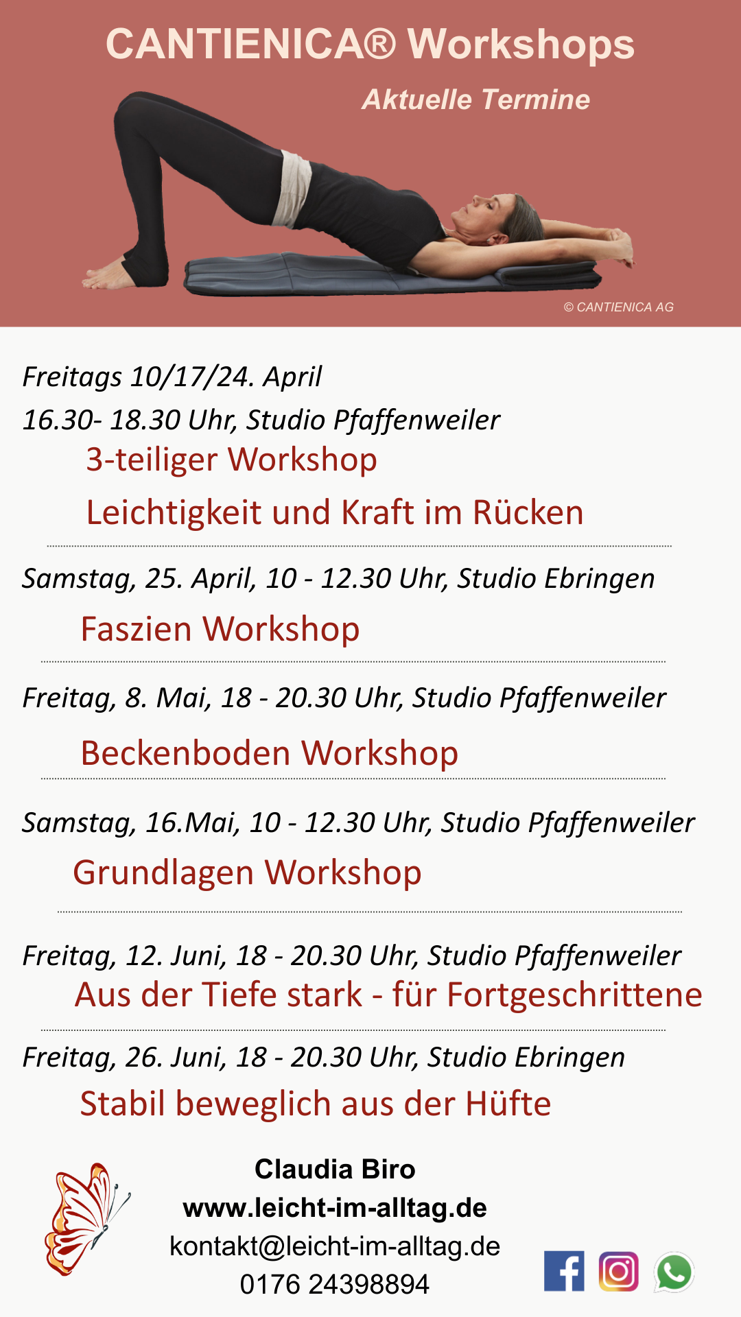 🦋 Infos zu den Workshops und alle Termine sind im Kursplan enthalten