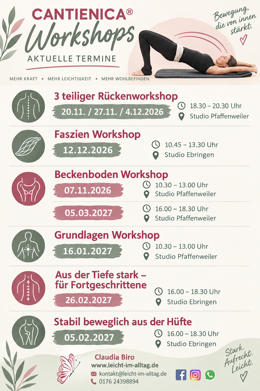 CANTIENICA® Workshops – Kraft, Leichtigkeit & Wohlbefinden